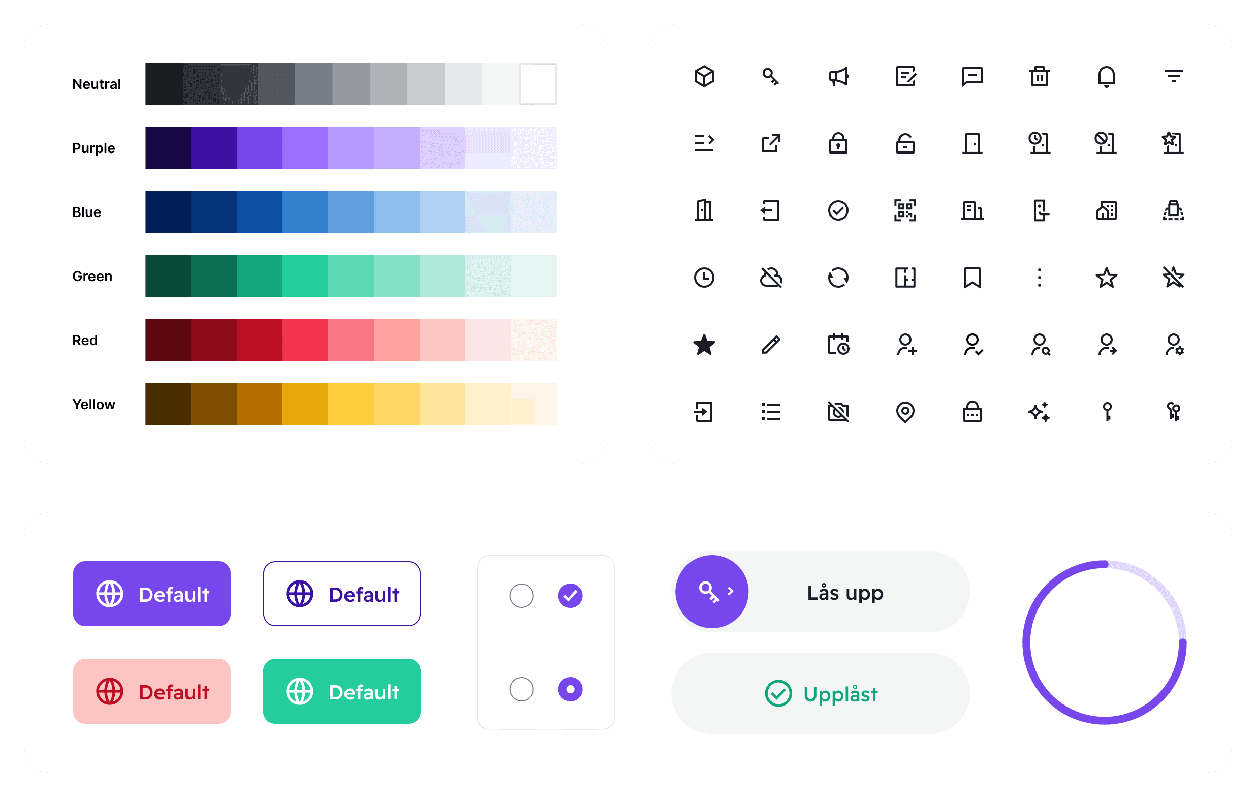 The color palette, icon set and some components from the Arena Design System.