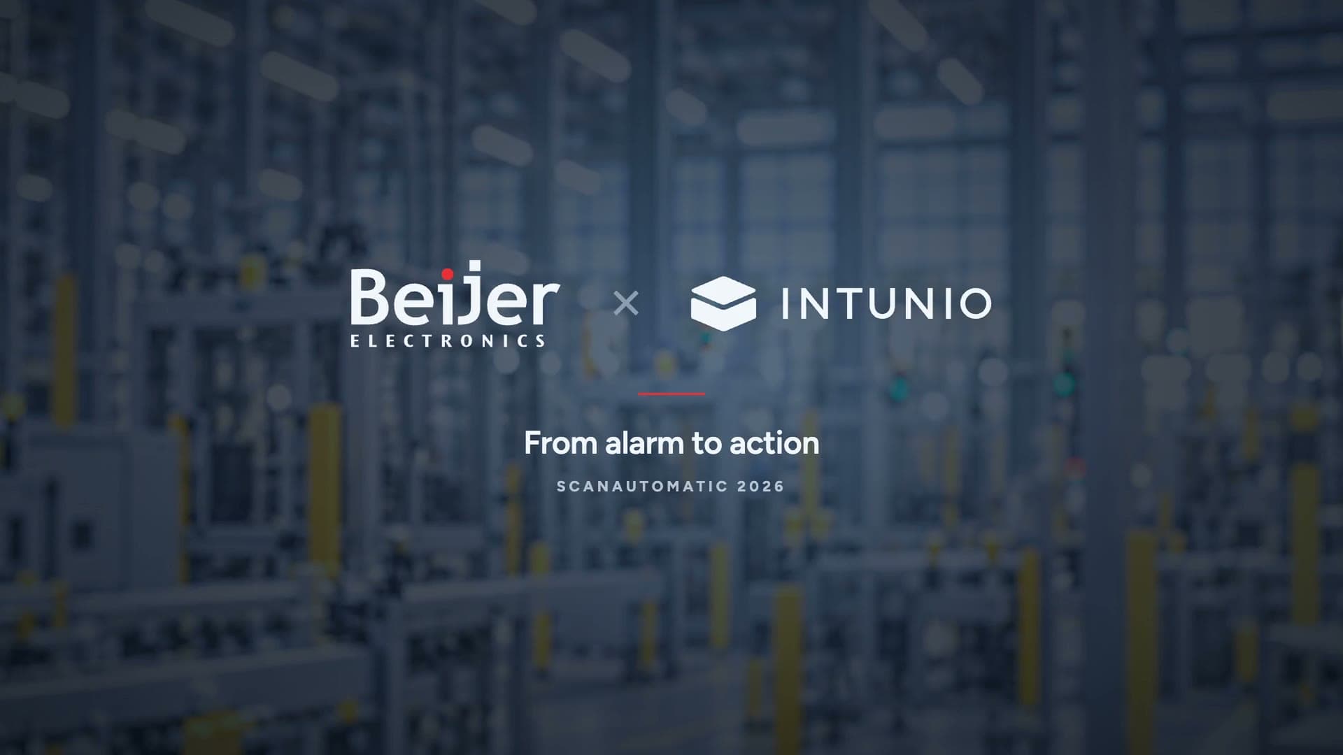 Beijer Electronics och Intunio, Scanautomatic 2026: demon på två skärmar i en fabrikshall