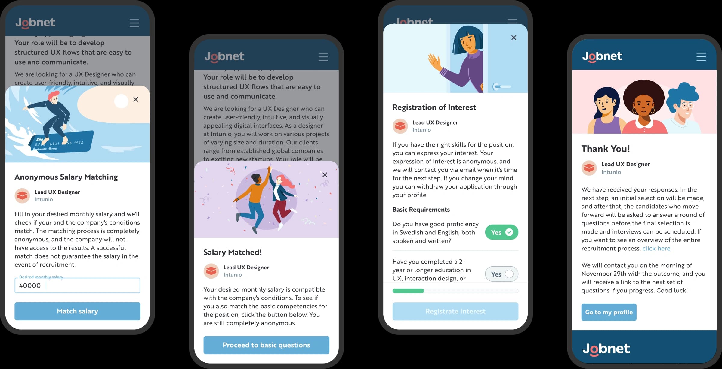 Jobnet anonymous salary matching screens